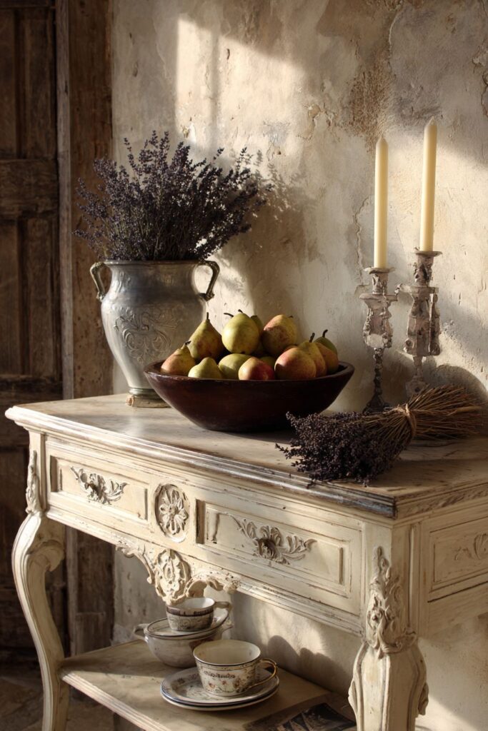 French Country Console with Provincial Romantic Charm