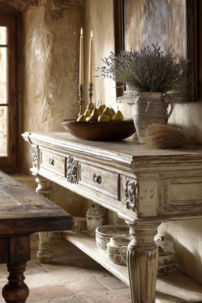 French Country Console with Provincial Romantic Charm