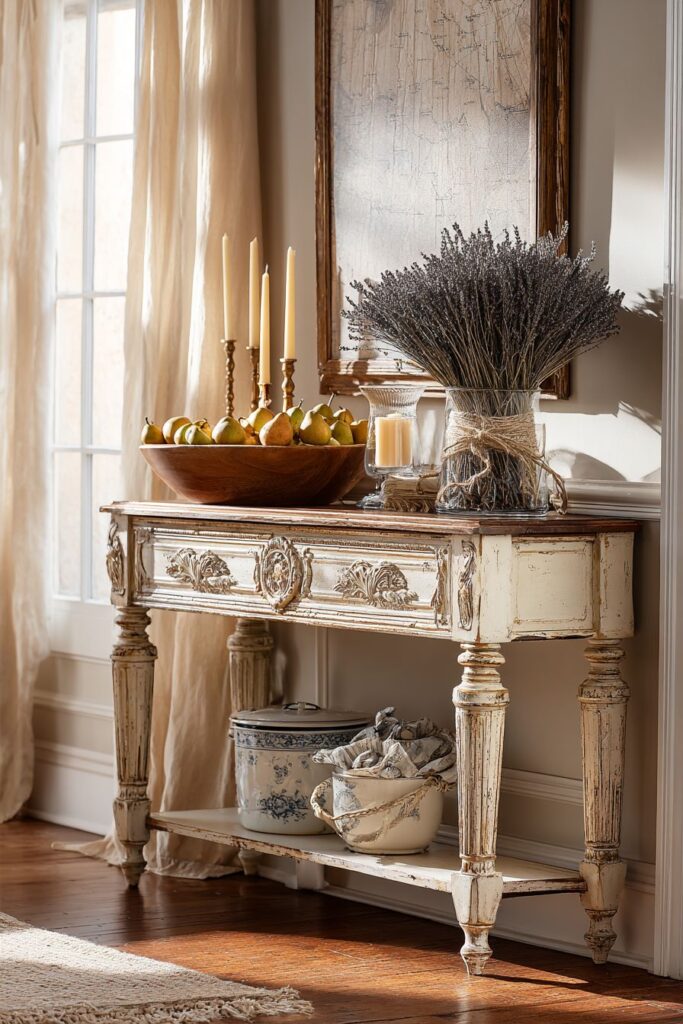 French Country Console with Provincial Romantic Charm