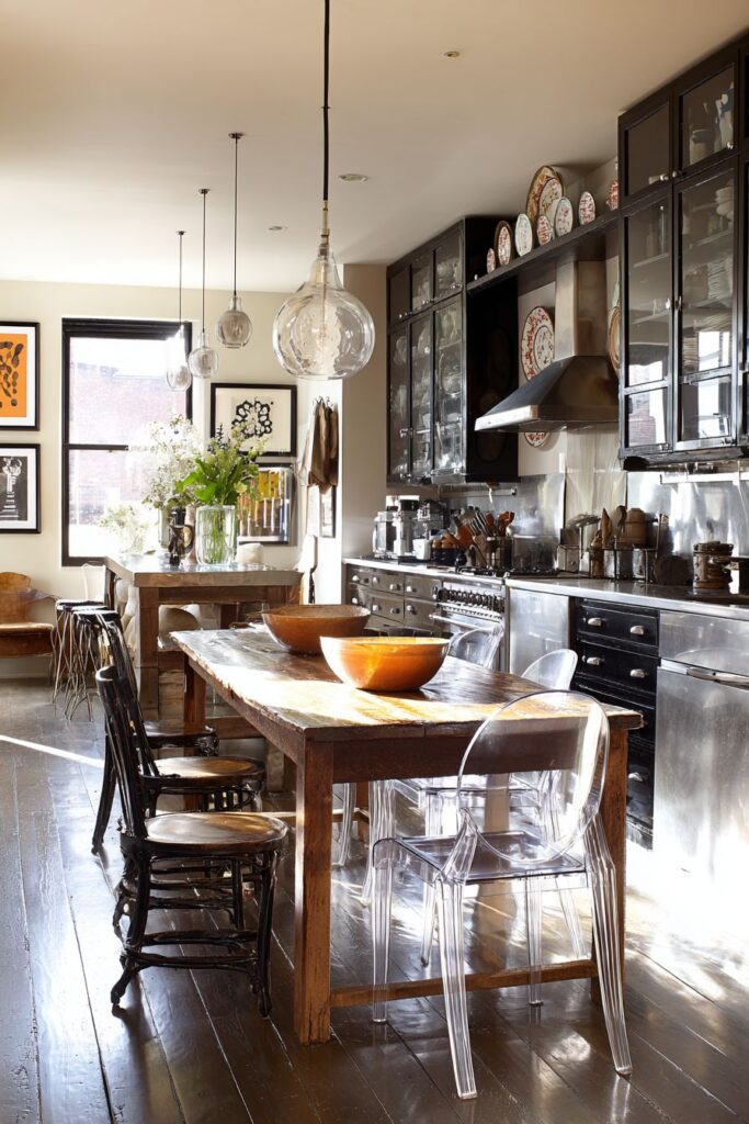 Farm Table Island Alternative with Varied Seating