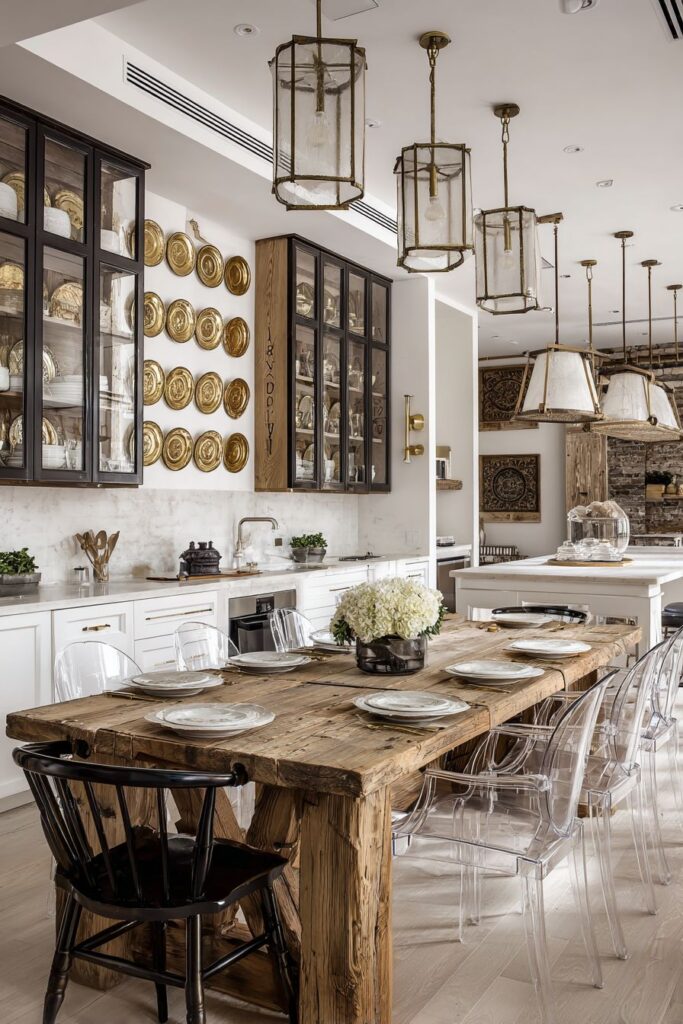 Farm Table Island Alternative with Varied Seating