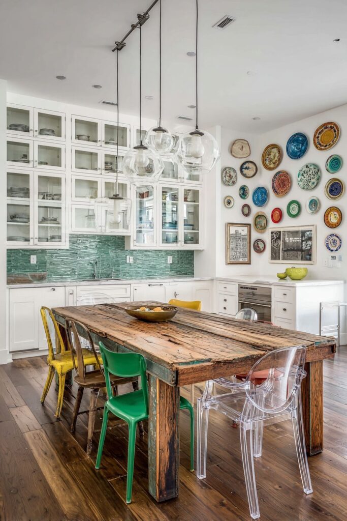 Farm Table Island Alternative with Varied Seating