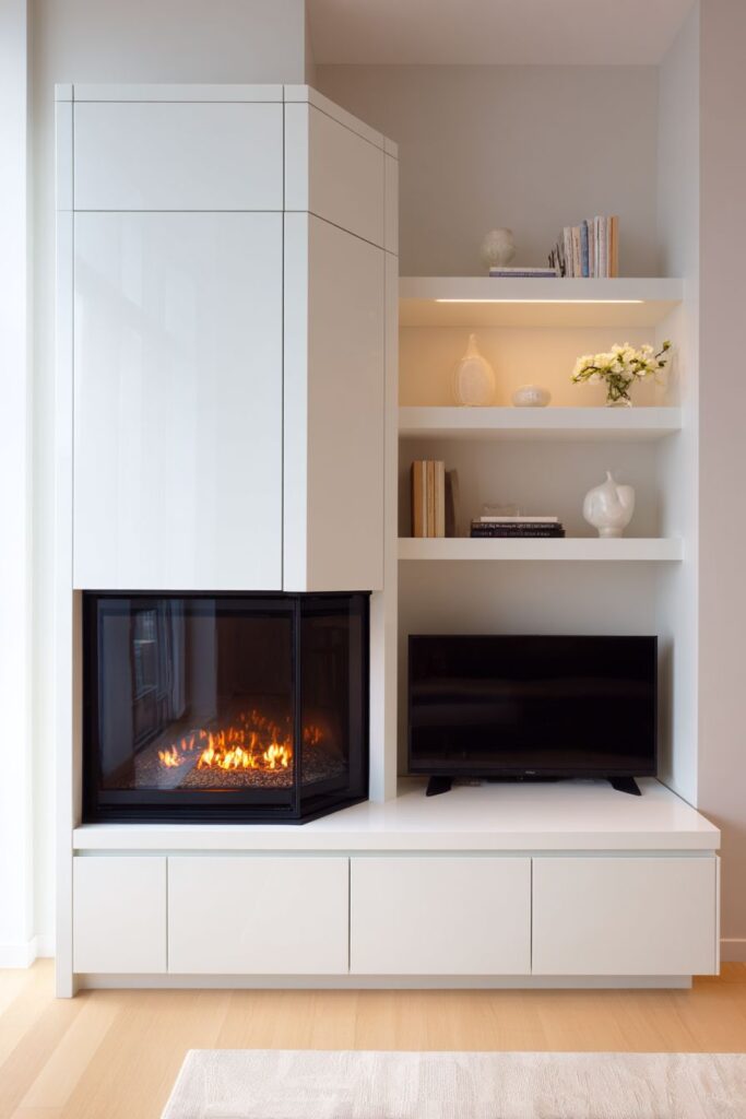 Linear Electric Fireplace with Contemporary Millwork