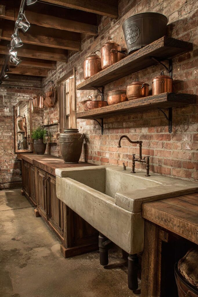 Custom Steel and Reclaimed Wood Open Shelving