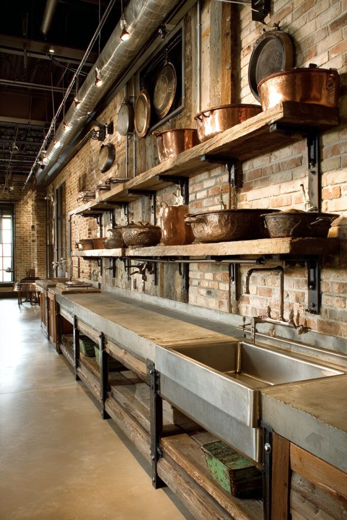 Custom Steel and Reclaimed Wood Open Shelving