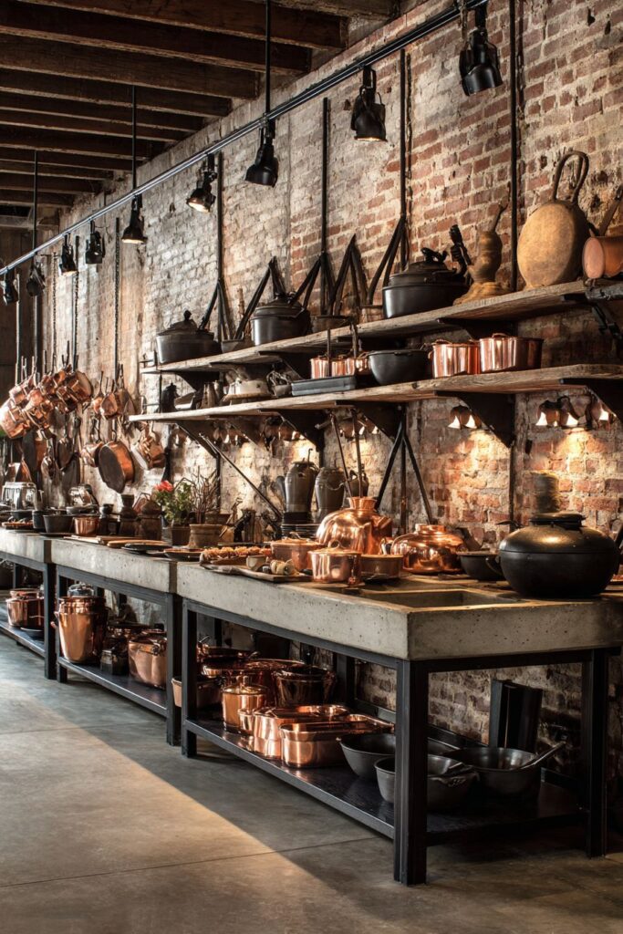 Custom Steel and Reclaimed Wood Open Shelving