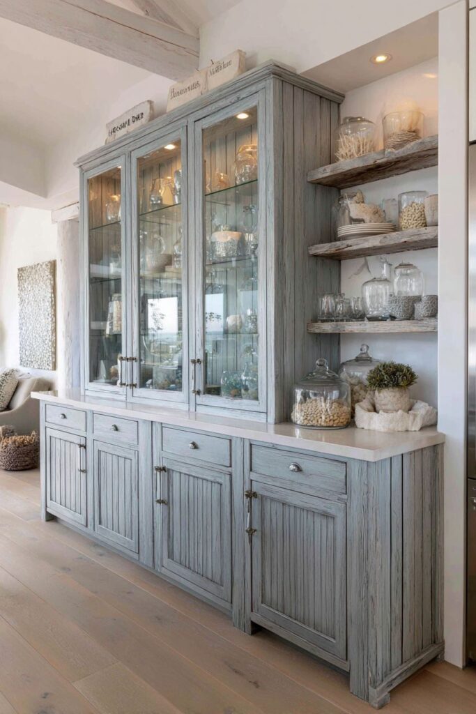 Coastal Weathered Gray Painted Cabinets