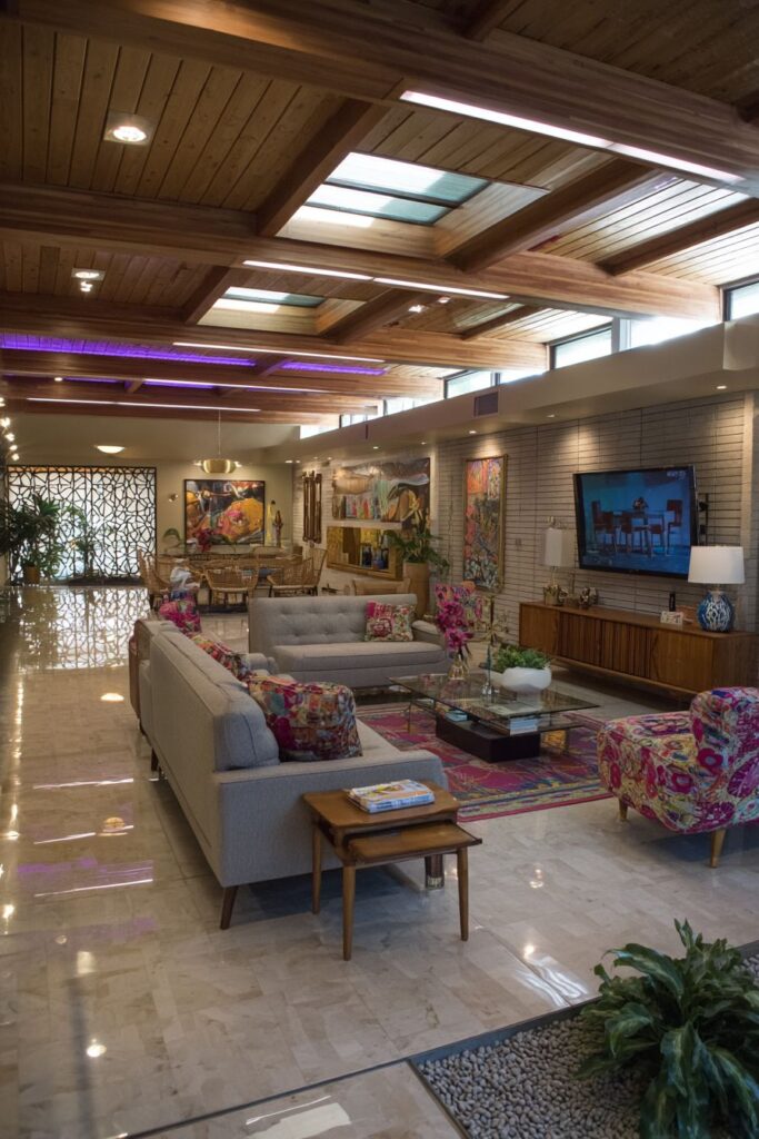 Mid-Century Modern LED Integration with Vintage Aesthetics