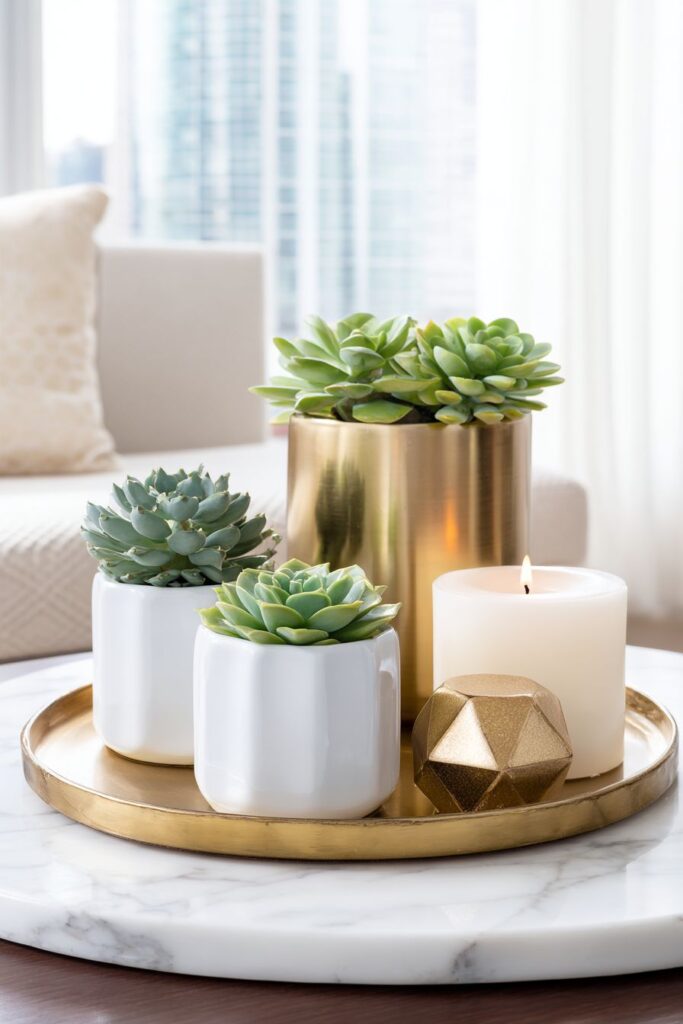 Contemporary Geometric Marble Display