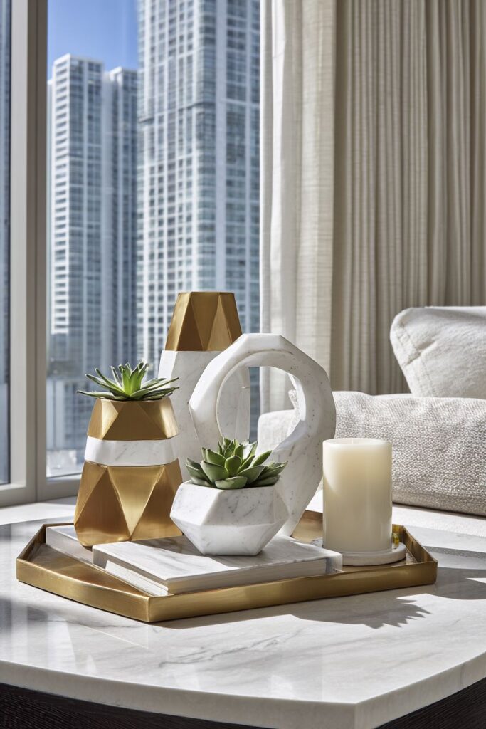 Contemporary Geometric Marble Display