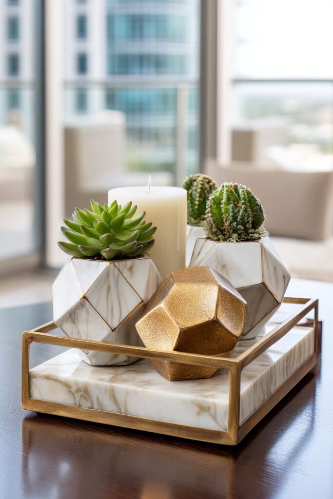 Contemporary Geometric Marble Display