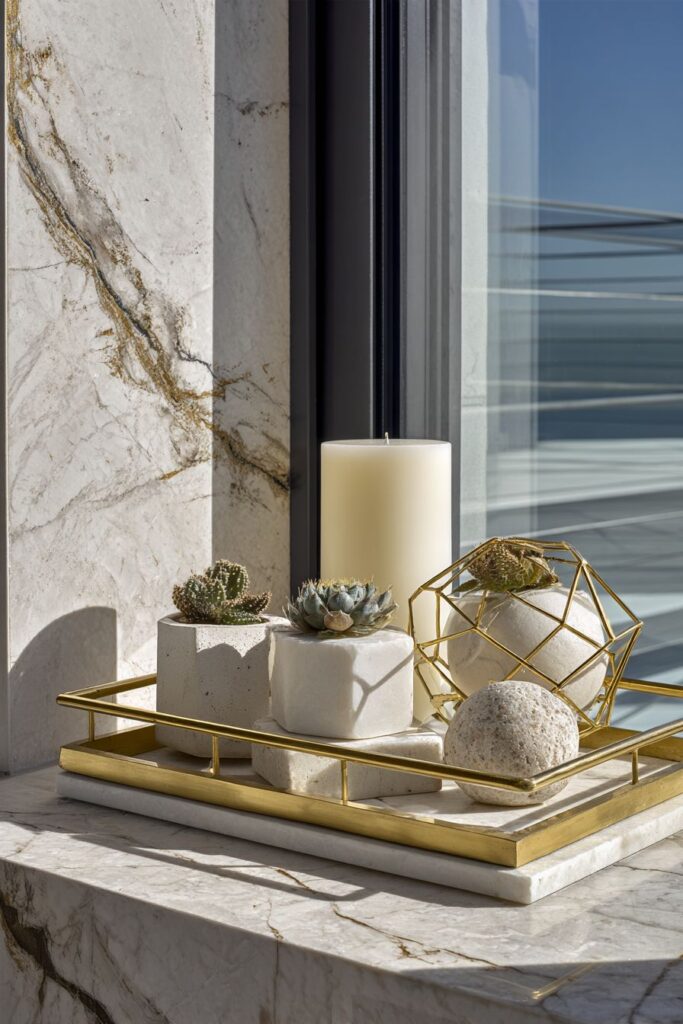 Contemporary Geometric Marble Display