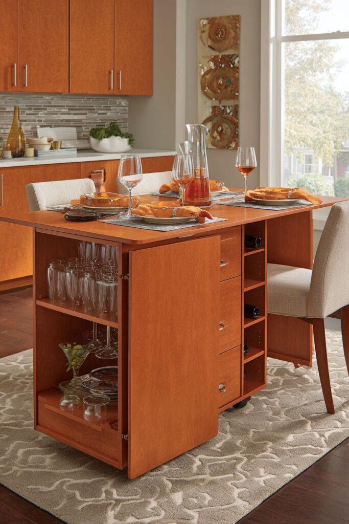 Multipurpose Console with Drop-Leaf Versatility