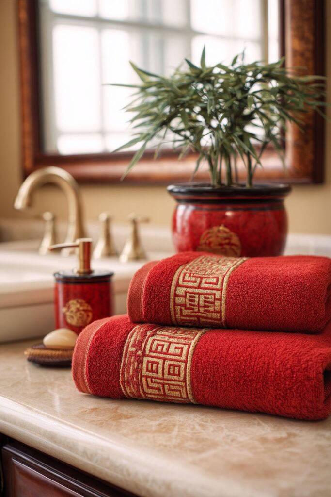 Bathroom Powder Room with Unexpected Festive Touches