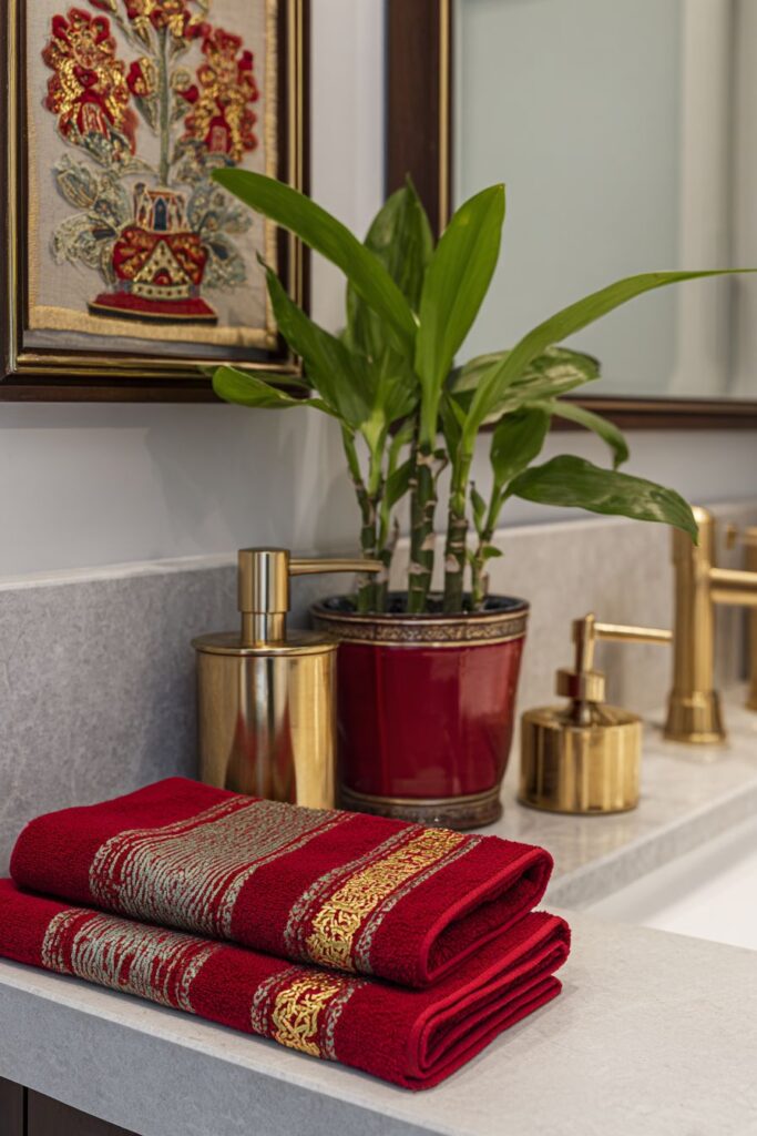 Bathroom Powder Room with Unexpected Festive Touches
