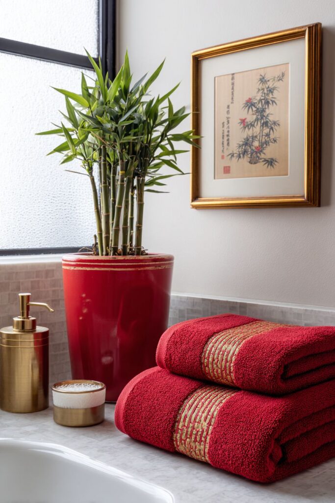 Bathroom Powder Room with Unexpected Festive Touches