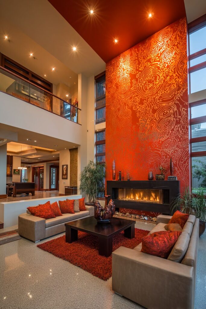 Geometric Red Wallpaper Contemporary Pattern