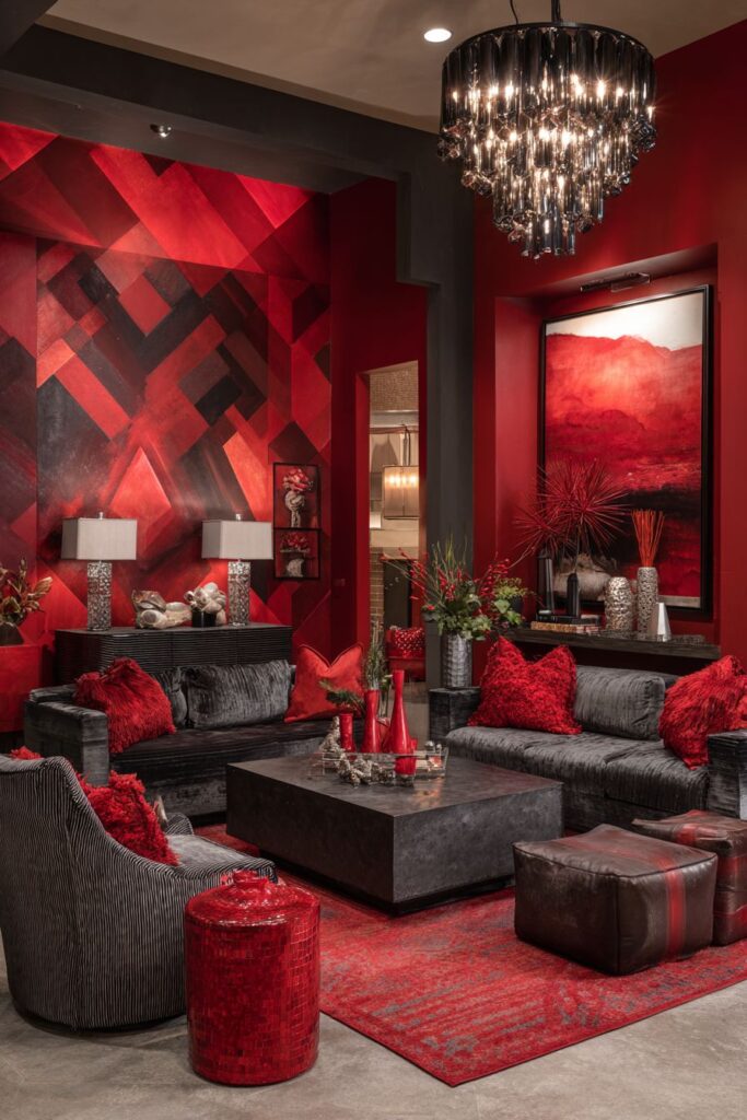 Geometric Red Wallpaper Contemporary Pattern