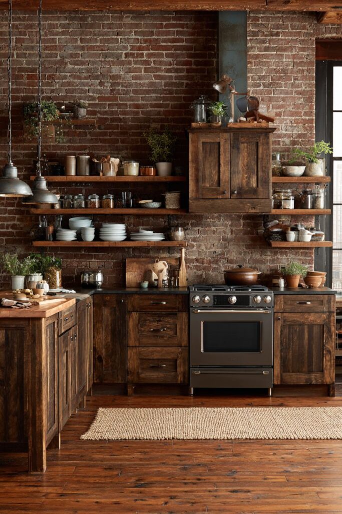 Brick Accent Wall with Industrial Elements