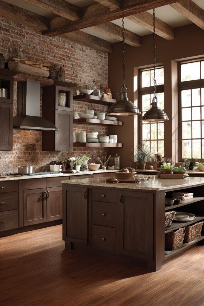 Brick Accent Wall with Industrial Elements