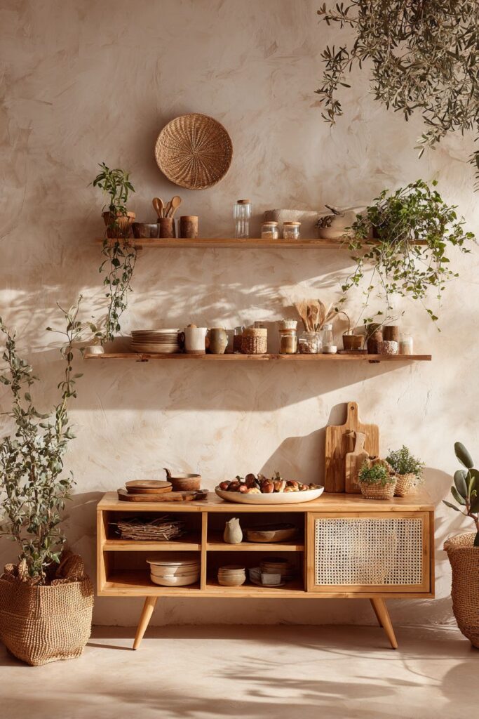 Sustainable Bamboo Buffet with Woven Texture Details