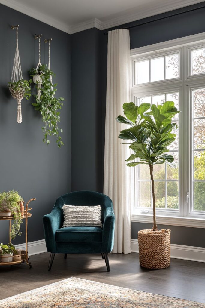Bar Cart Vignette with Metallic Accents