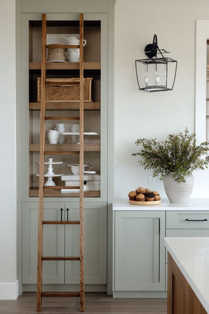 Repurposed Library Ladder for Creative Storage