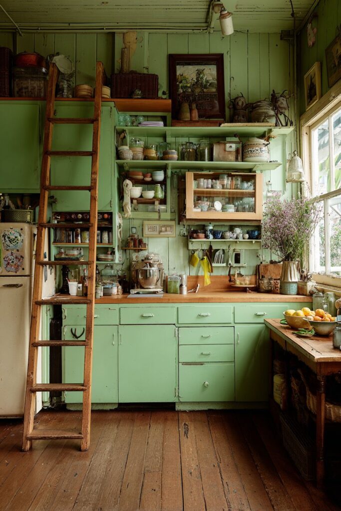 Repurposed Library Ladder for Creative Storage