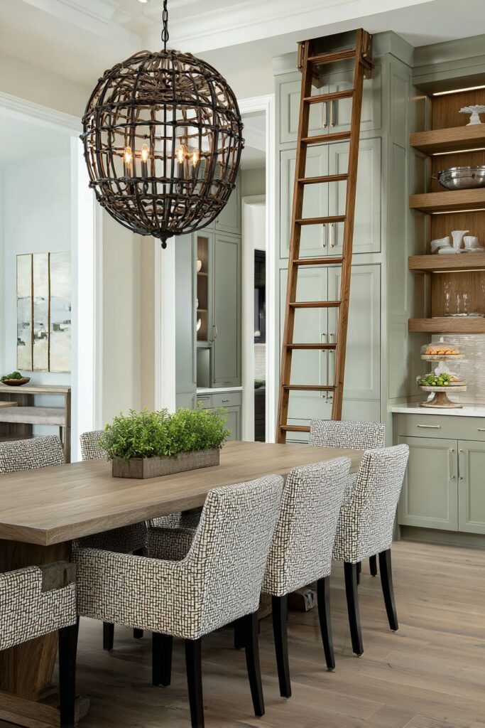 Repurposed Library Ladder for Creative Storage