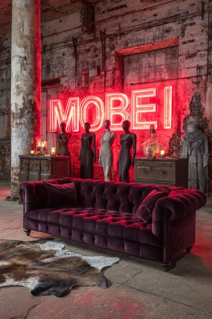 Fashion-Forward Mannequin Installation with Theatrical Drama