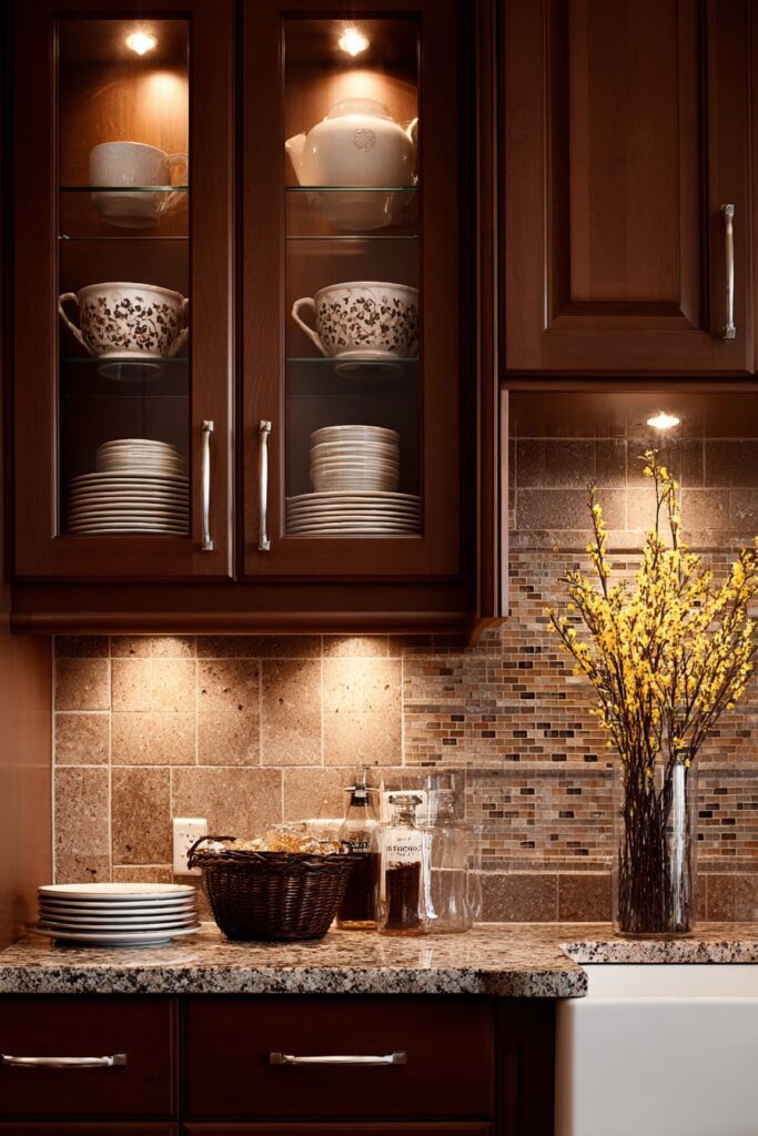 Chocolate-Stained Oak with Glass Display Features