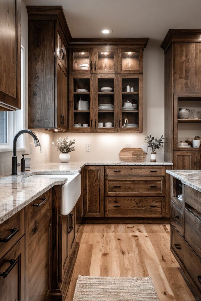 Chocolate-Stained Oak with Glass Display Features