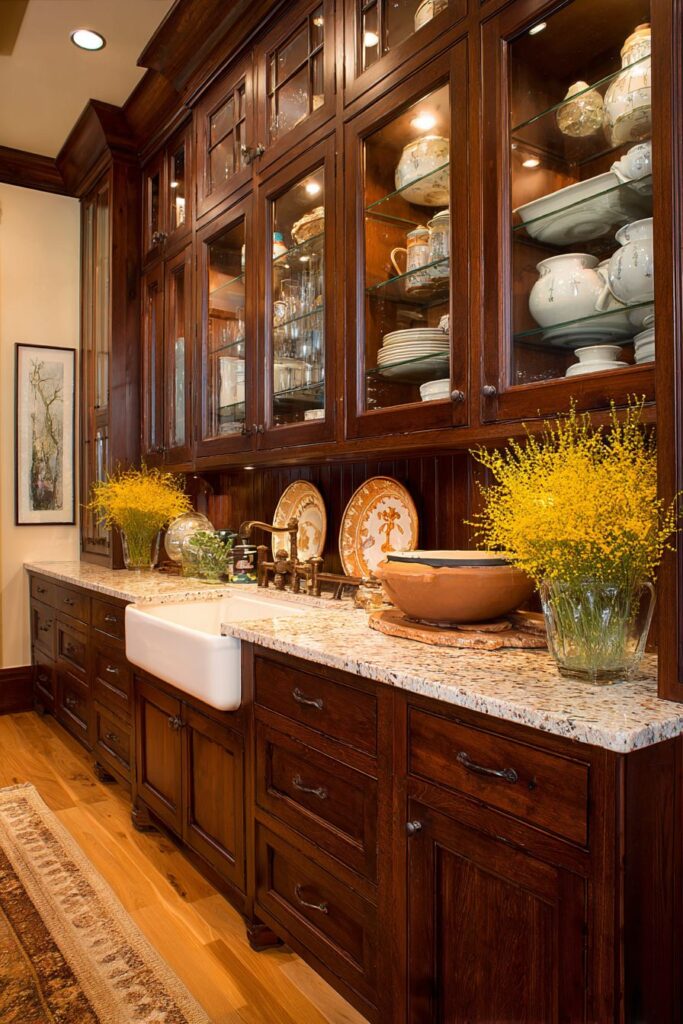 Chocolate-Stained Oak with Glass Display Features