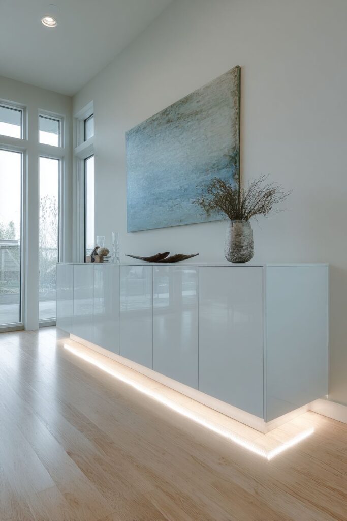 Modern White Lacquered Buffet with LED Integration