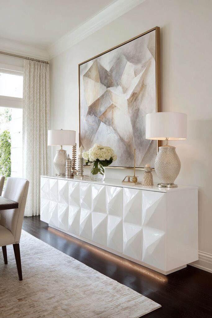 Modern White Lacquered Buffet with LED Integration