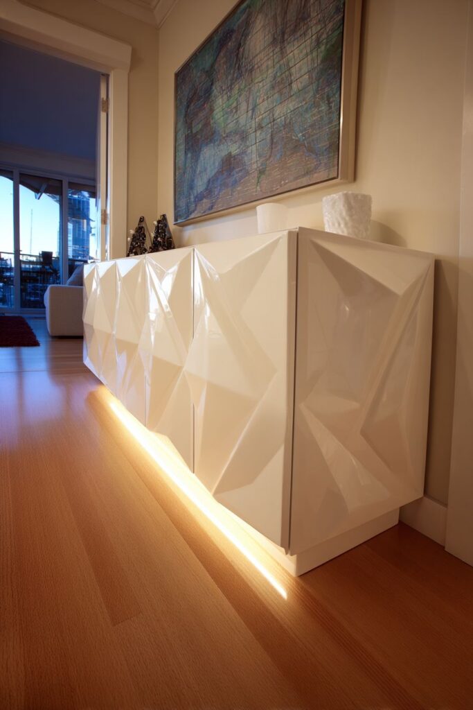Modern White Lacquered Buffet with LED Integration