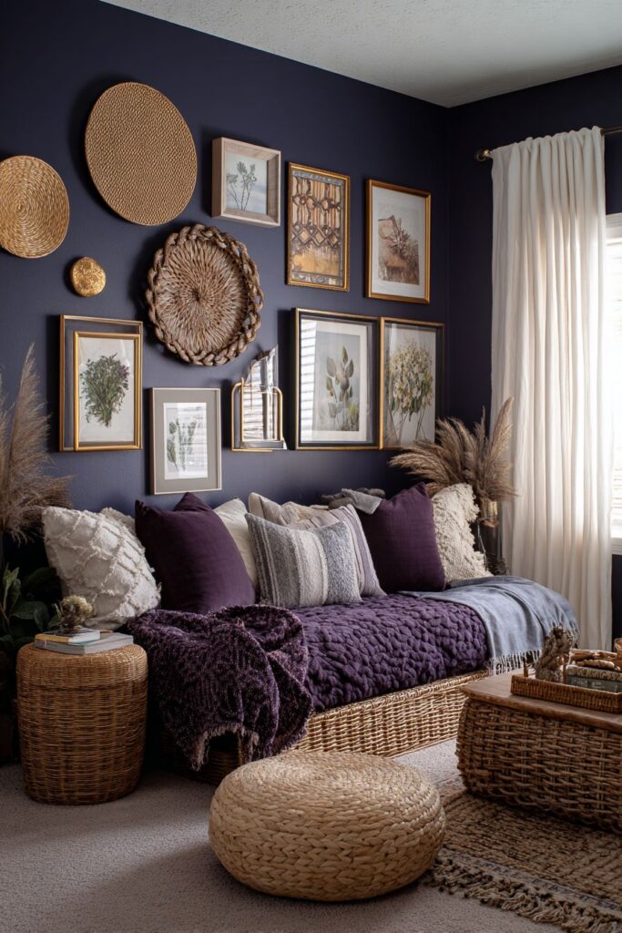 Navy Gallery Wall with Rattan Daybed Retreat