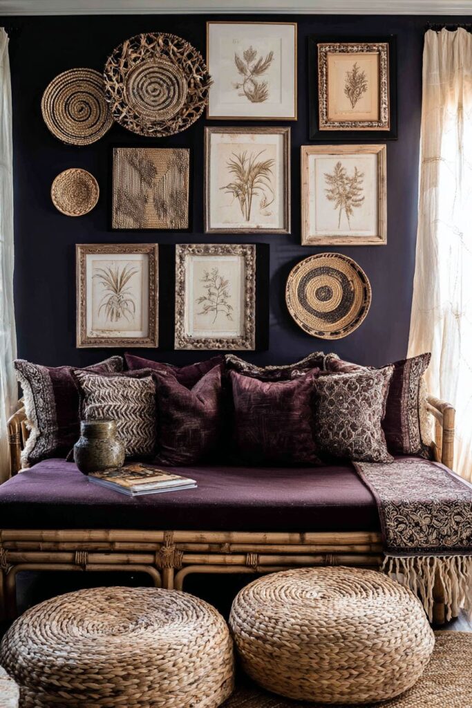 Navy Gallery Wall with Rattan Daybed Retreat