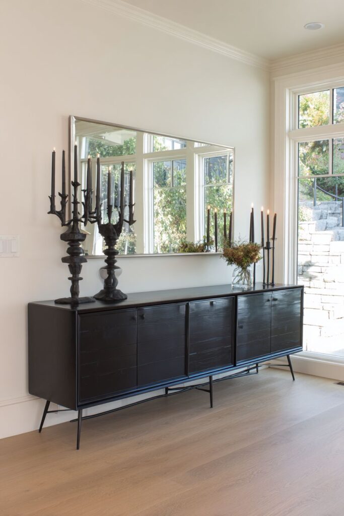 Sleek Black Modern Console with Geometric Precision