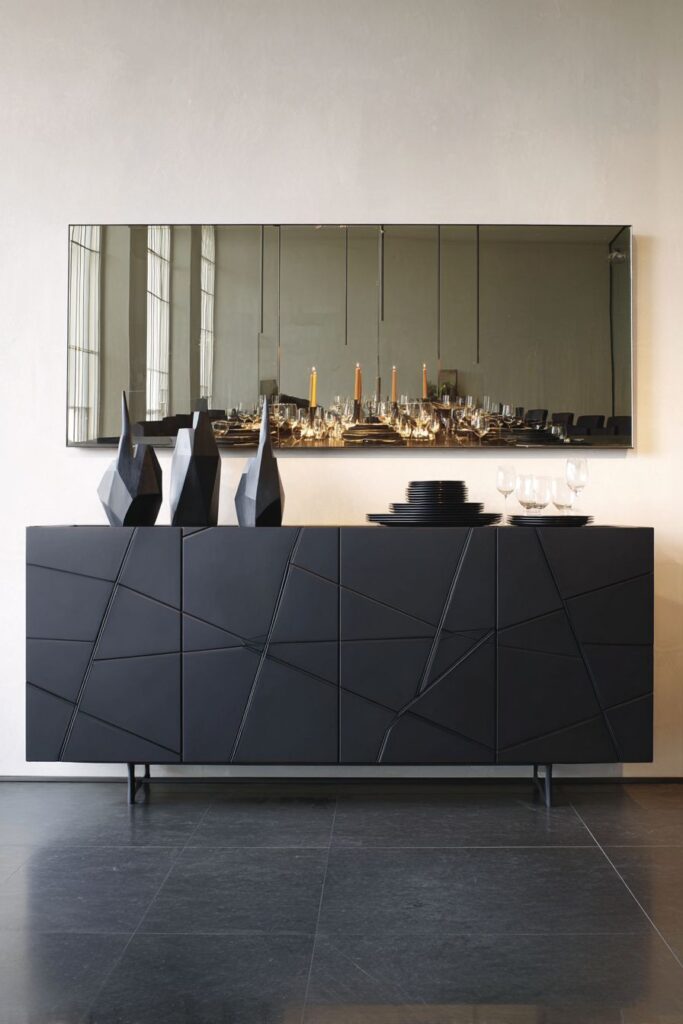 Sleek Black Modern Console with Geometric Precision