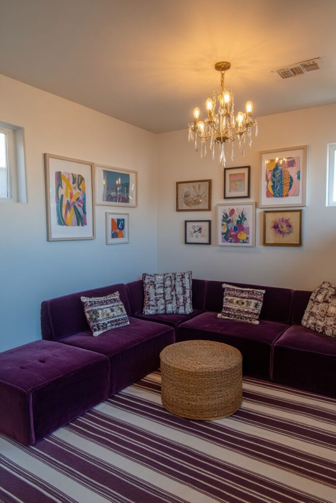 Eclectic Gallery Wall with Purple Velvet Charm