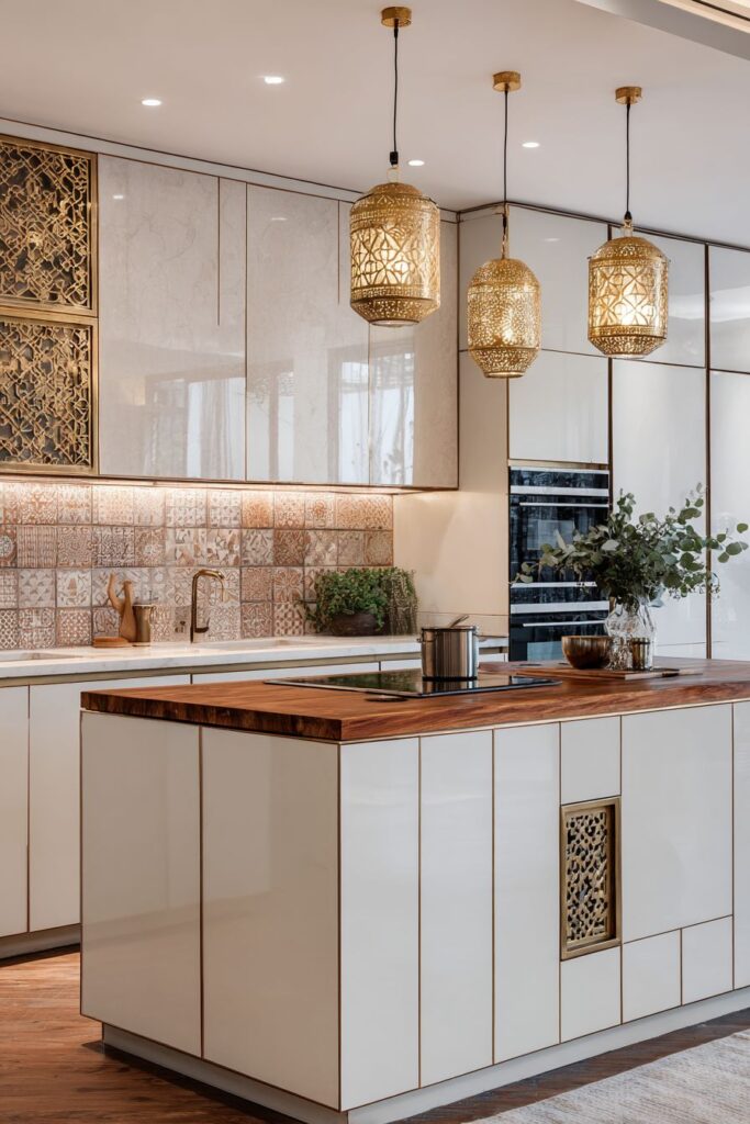 Contemporary Fusion Kitchen with Mughal-Inspired Details