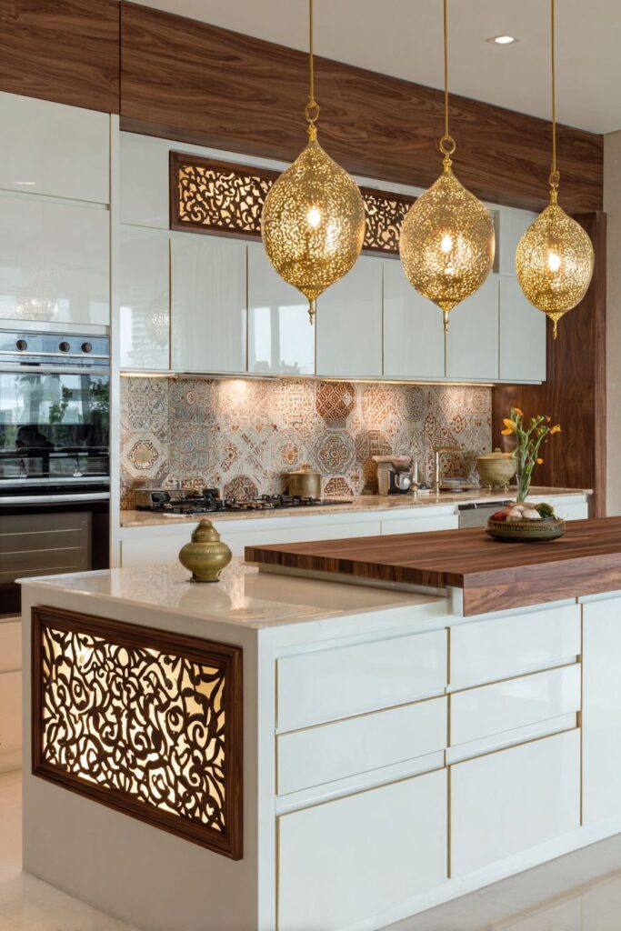 Contemporary Fusion Kitchen with Mughal-Inspired Details
