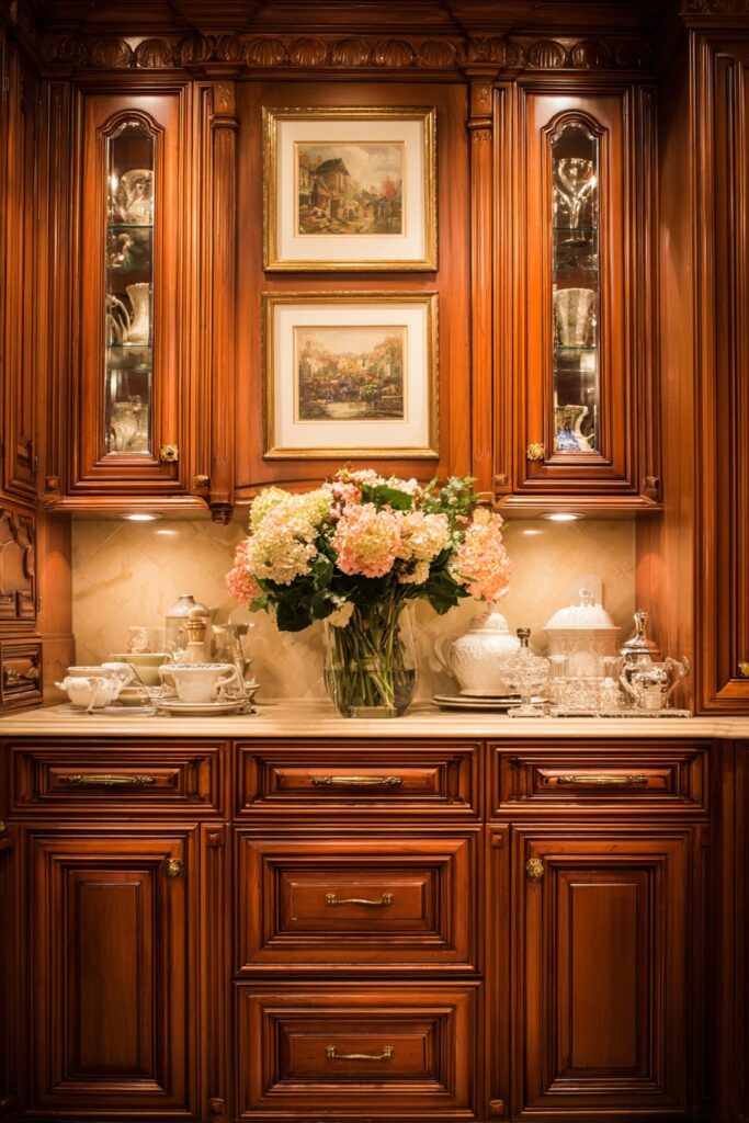 Traditional Cherry Wood Cabinets with Raised Panel Doors