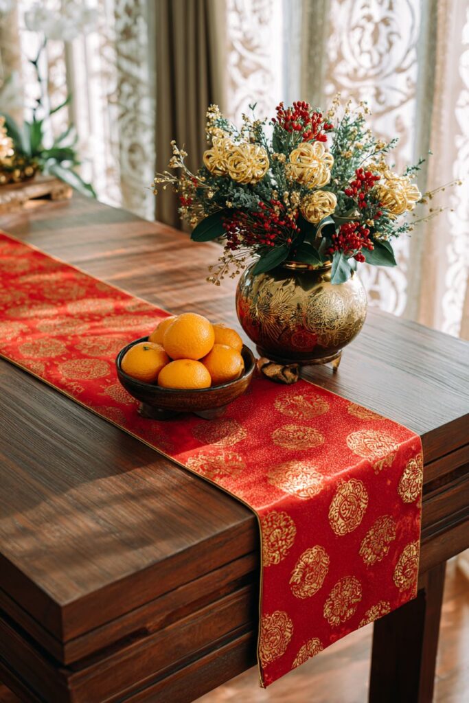 Modern Dining Room with Celebratory Centerpiece Arrangement