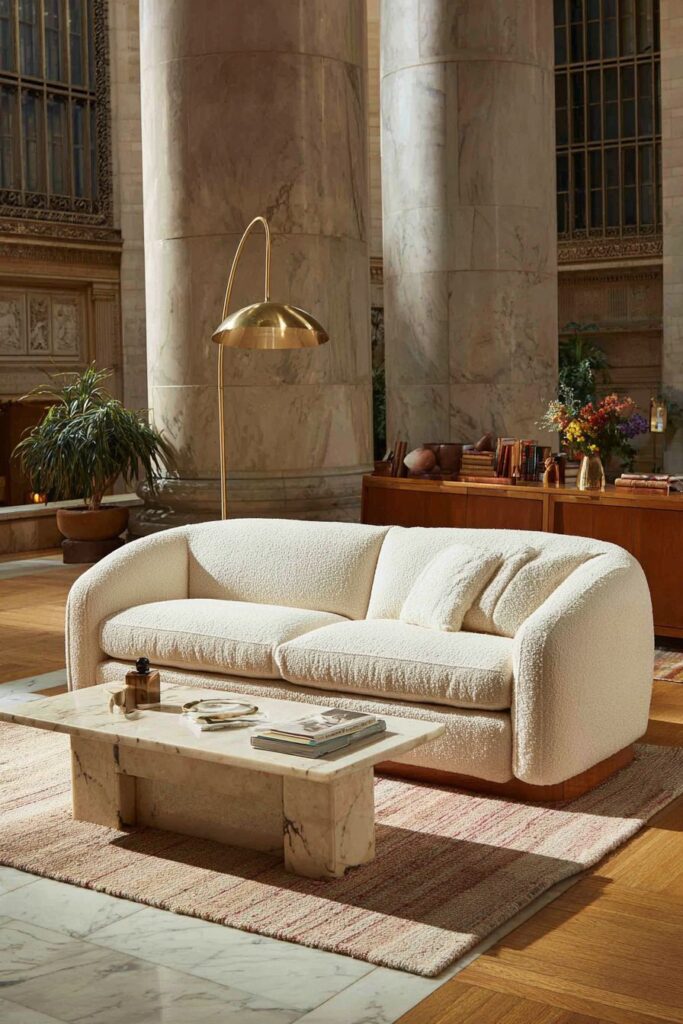 Contemporary Curves in Creamy Boucle