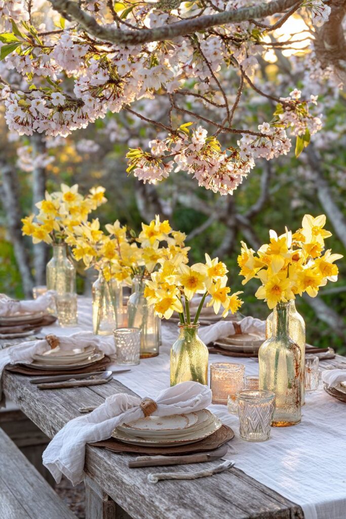 Outdoor Elegance Under Blossoming Boughs