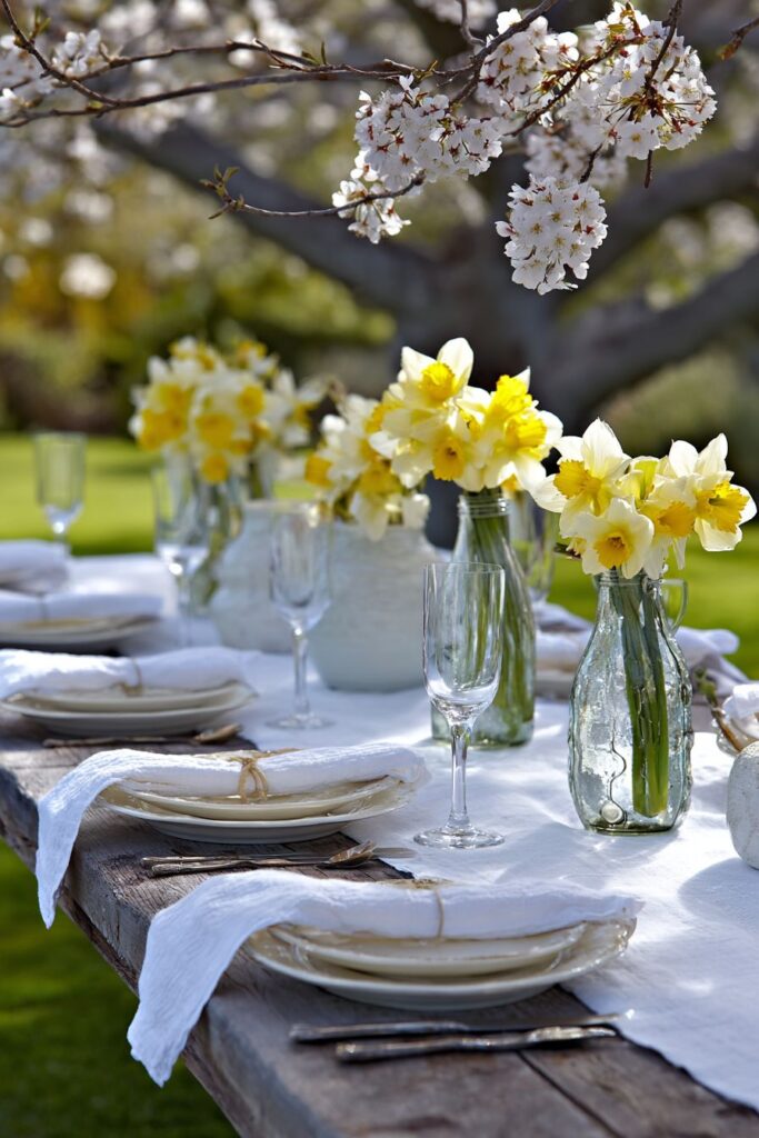 Outdoor Elegance Under Blossoming Boughs