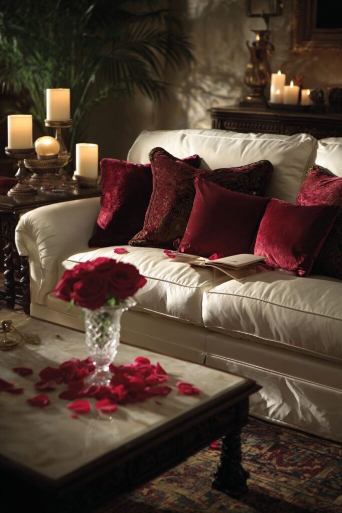 Sophisticated Burgundy Velvet Living Room Elegance