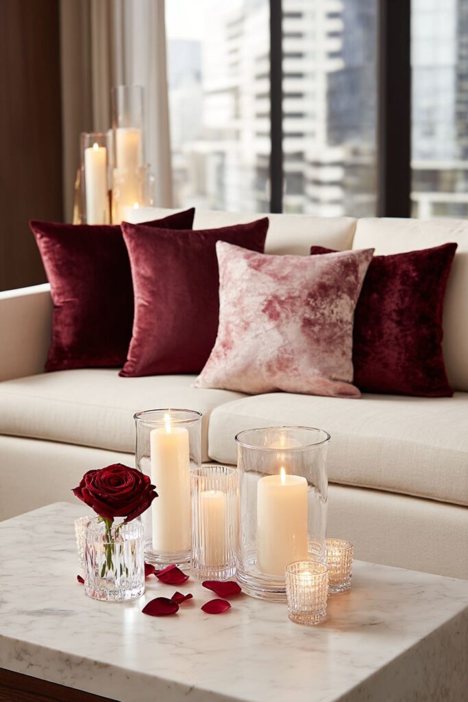 Sophisticated Burgundy Velvet Living Room Elegance